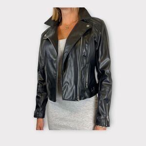 Ambiance Outwear Vegan Leather Moto Jacket S